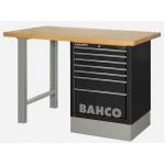 Bahco 1495KH8BKWB18TW Heavy Duty Low Height Wooden Top Workbench With 8 Drawer Black Cabinet 1800mm Long