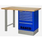 Bahco 1495KH7BLWB18TW Heavy Duty Low Height Wooden Top Workbench With 7 Drawer Blue Cabinet 1800mm Long