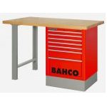 Bahco 1495KH8RDWB18TW Heavy Duty Low Height Wooden Top Workbench With 8 Drawer Red Cabinet 1800mm Long
