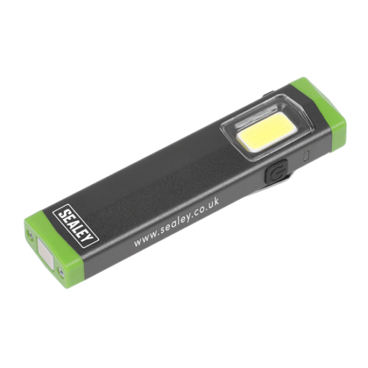 Sealey LED500SB Micro / Mini 3W COB-LED Aluminium Rechargeable Pocket Inspection Torch Light - Magnet & Belt Clip