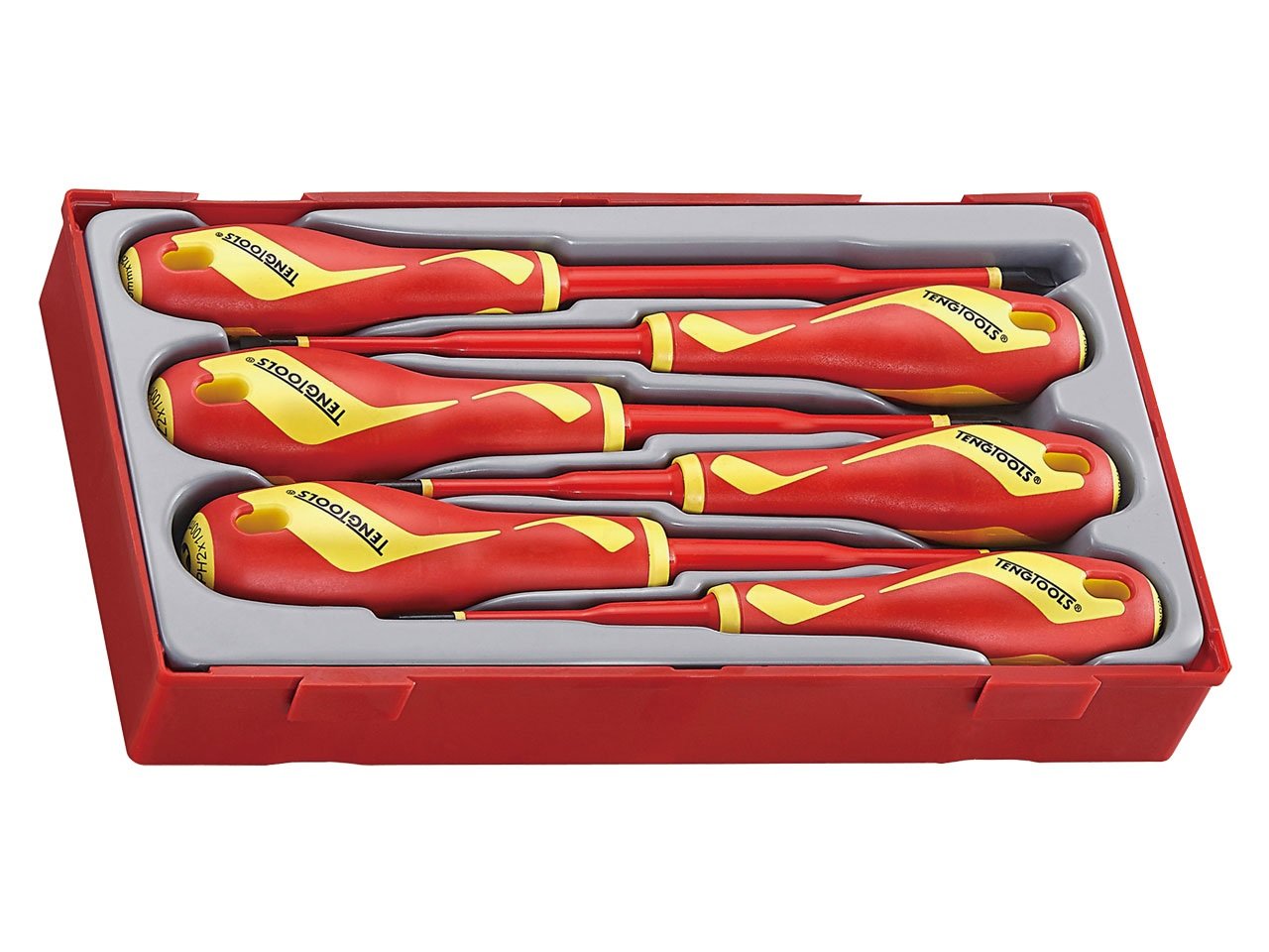 Teng TTV706N 6 Piece Insulated Slotted, Phillips & Pozi Screwdriver Set In Toolbox Module Tray