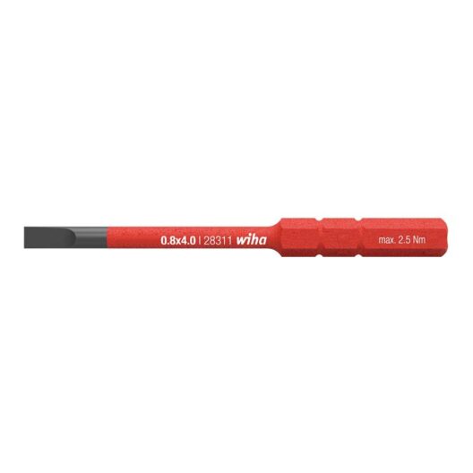 Wiha 34580 SlimBit Electric Bit VDE Slotted Screwdriver Blade 0.8x4.0mm