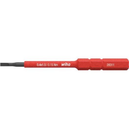 Wiha 43114 SlimBit Electric Bit VDE Slotted Screwdriver Blade 0.4x1.5mm