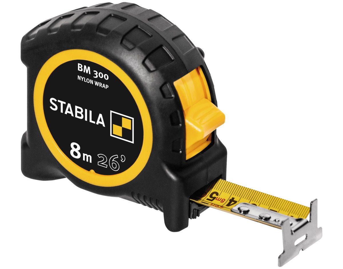 Stabila BM 300 Heavy Duty Robust Tape Measure 8m/26ft (Width 27mm