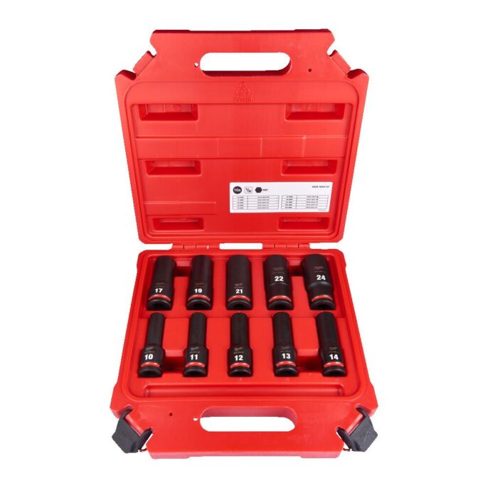 Milwaukee 4932480457 ShockWave™ 10 Piece 1/2" Drive Deep Impact Socket Set 10-24mm