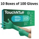 Ansell TouchNTuff 92-600 Disposable Nitrile Gloves with Enhanced Splash Protection Size: Large 10 boxes x 100