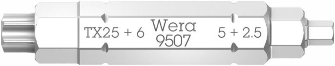 Wera 073202 9507 4-in-1 Bit 2 Hex & Torx Screwdriver Bit 2.5, 5 & 6mm + T25 (4 Sizes in 1 Bit)