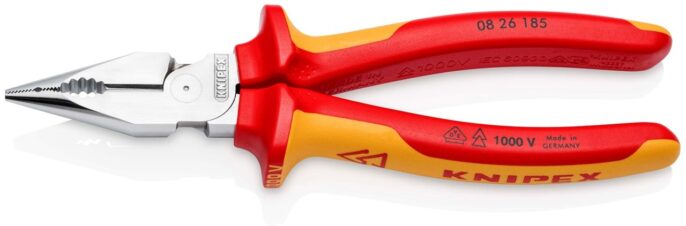 Knipex 08 26 185 VDE Insulated Needle-Nose Combination Pliers Multi-Component Grips 185mm