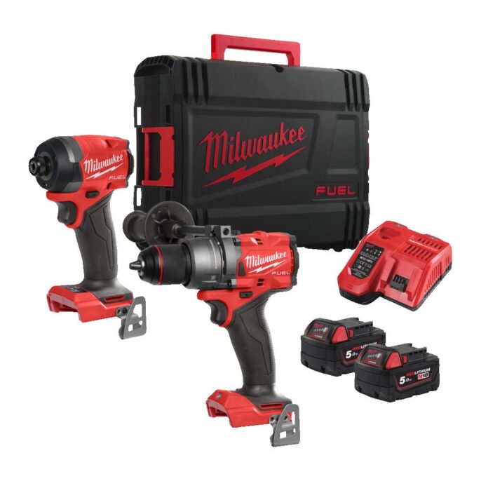 Milwaukee M18 FPP2A3-502X 18V FUEL M18FPD3 Combi Drill & M18FID3 Impact Driver Twin Kit