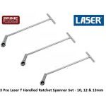 Laser 3886-3888 3 Piece T Handled Ratchet Ring Spanner Set - 10, 12 & 13mm
