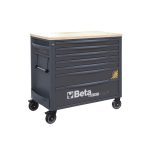 Beta RSC24AXLP/7 7 Drawer Extra Long Mobile Roller Cabinet with Wooden Worktop - Anthracite Grey