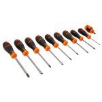 Bahco B219.010 10 Piece Slotted, Phillips, Pozi &; Robertson Screwdriver Set with Rubber Grip