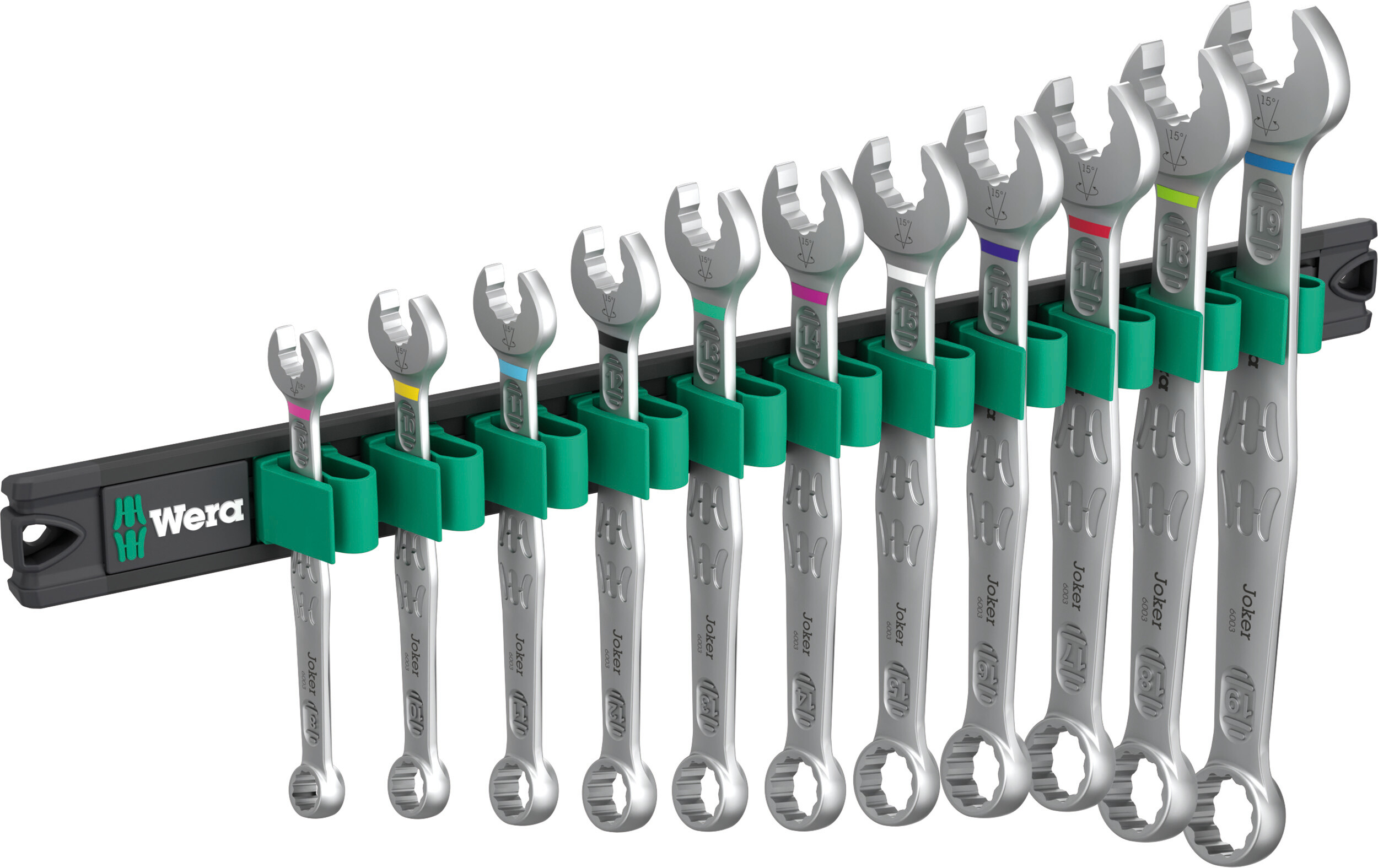 Wera 9640 Magnetic Rail 6003 Joker 1, 11 Piece Combination Spanner Set 8-19mm - 020233