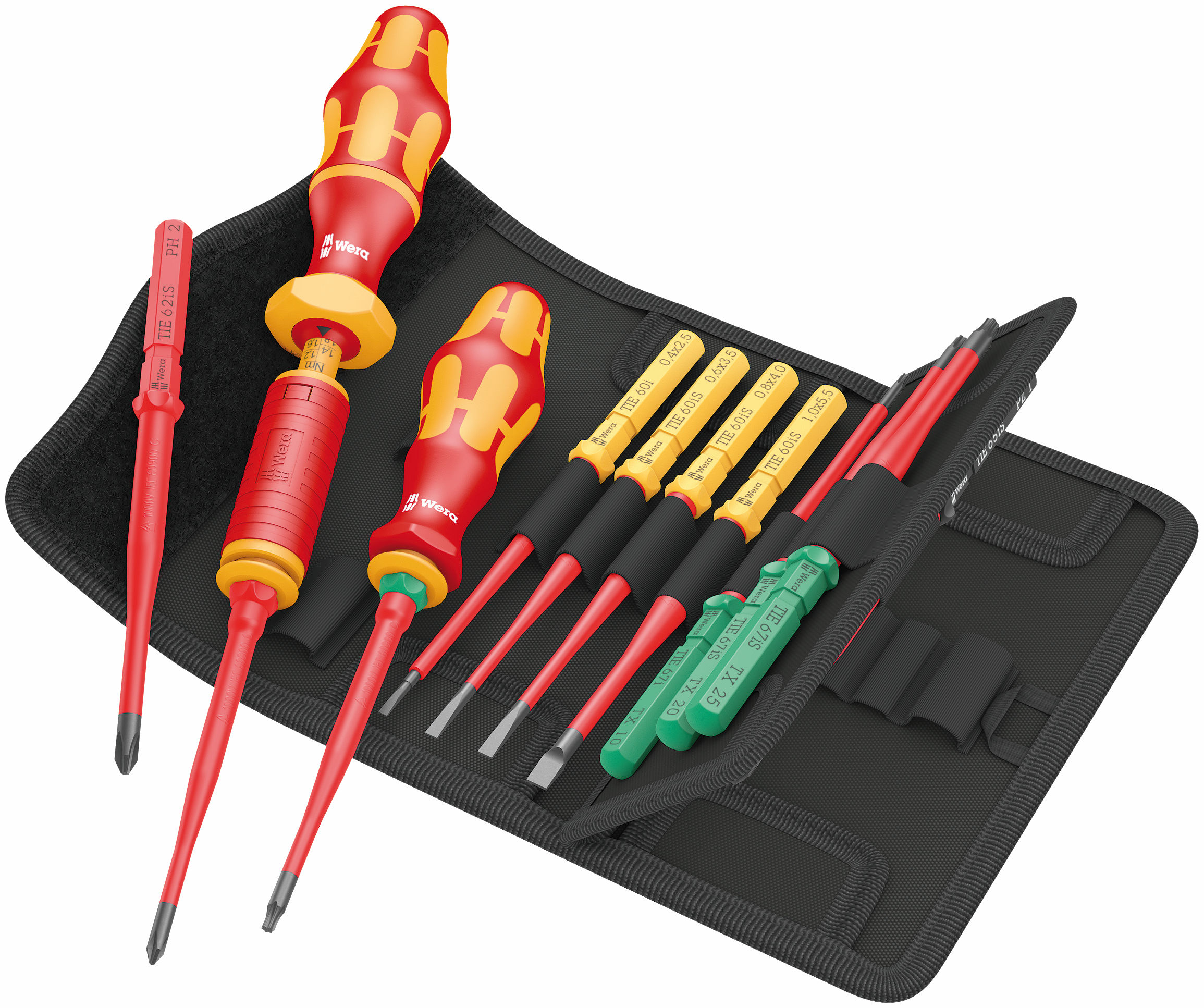 Wera Kraftform Kompakt VDE 16 Torque extra slim 1, 16 Piece Torque Screwdriver Set 1.2-3Nm - 006609