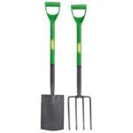 Draper 16566 Carbon Steel Garden Fork & Spade Set - Green