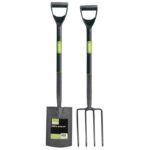 Draper 83971 Carbon Steel Garden Fork & Spade Set - Black