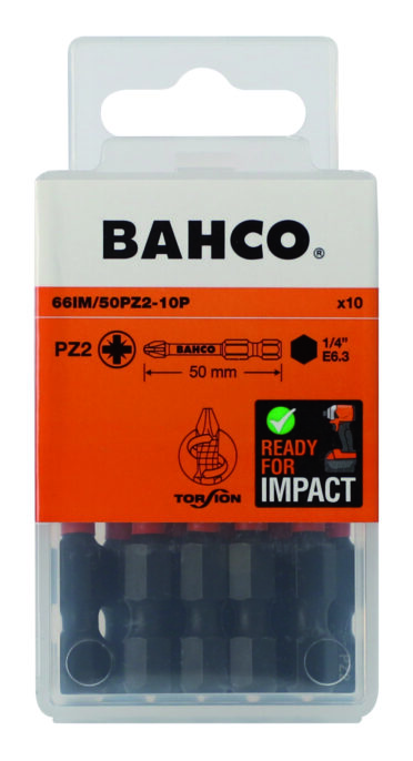 Bahco 66IM/50PZ2 1/4" Heavy-Duty Torsion Screwdriver Bits Pozi PZ2x50mm (10 Pack)