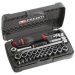 Facom R.420MU 1/4″ Drive 28 Piece Metric and Imperial 6 Point Socket Set (Old Style Case and Ratchet)