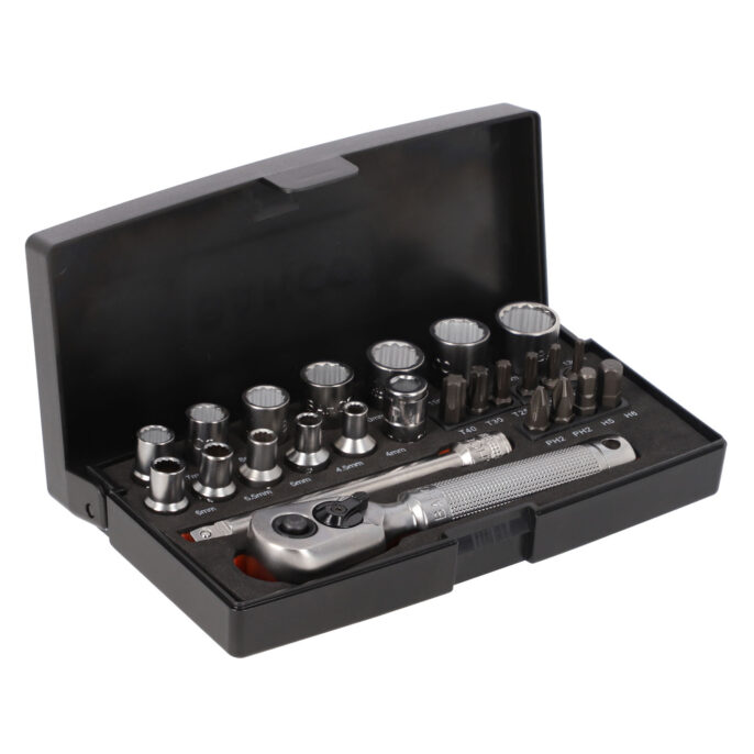 Bahco SL25-BLACK 25 Piece 1/4" Drive Metric Socket & Bit Set 4 - 13mm