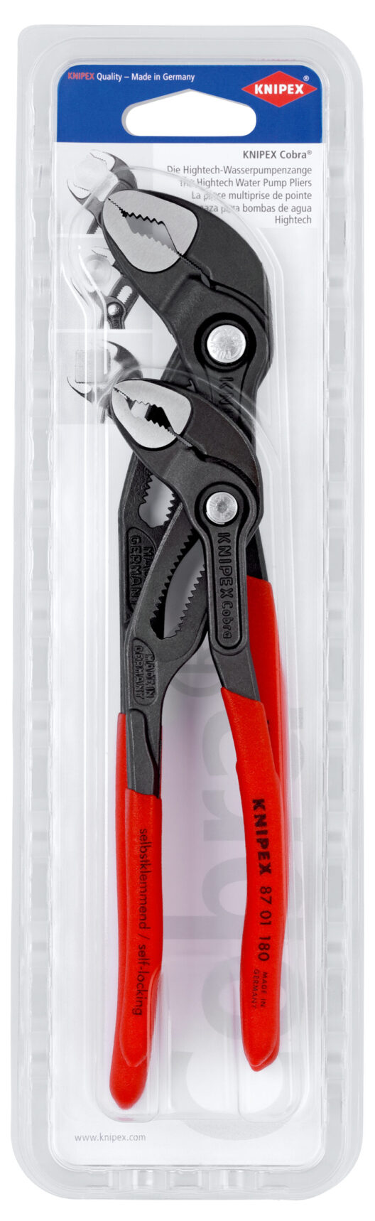 Knipex 00 31 20 V01 2 Piece Cobra® Waterpump Pliers Set (180mm & 250mm)