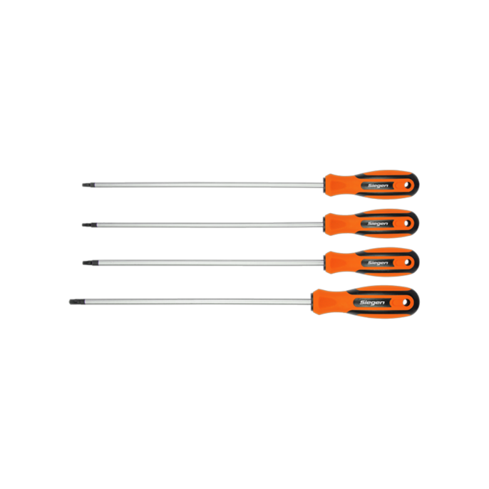 Siegen by Sealey S01289 4 Piece Extra Long Torx Screwdriver Set T15-T30