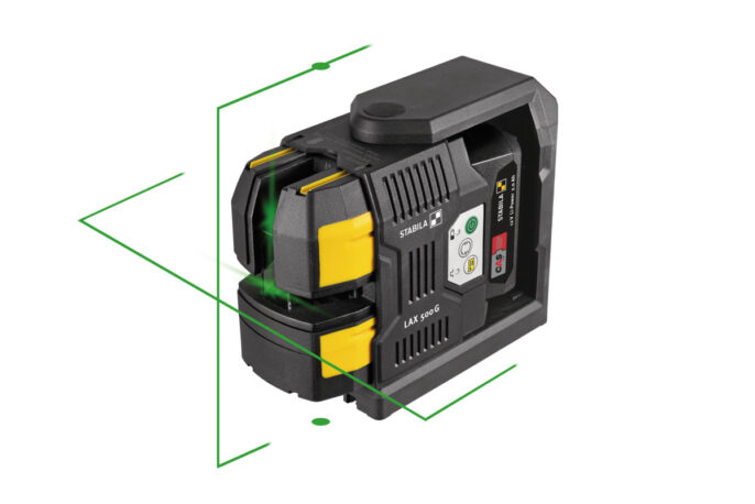 Stabila LAX 500 G Cross Line Plumb Point Green Laser Level Kit - 12V System