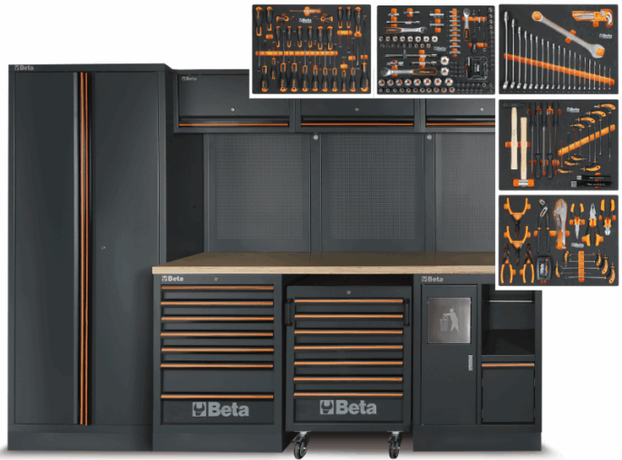 Beta C45PRO-W Wooden Top Workshop Equipment Station & 268 Piece Tool Kit