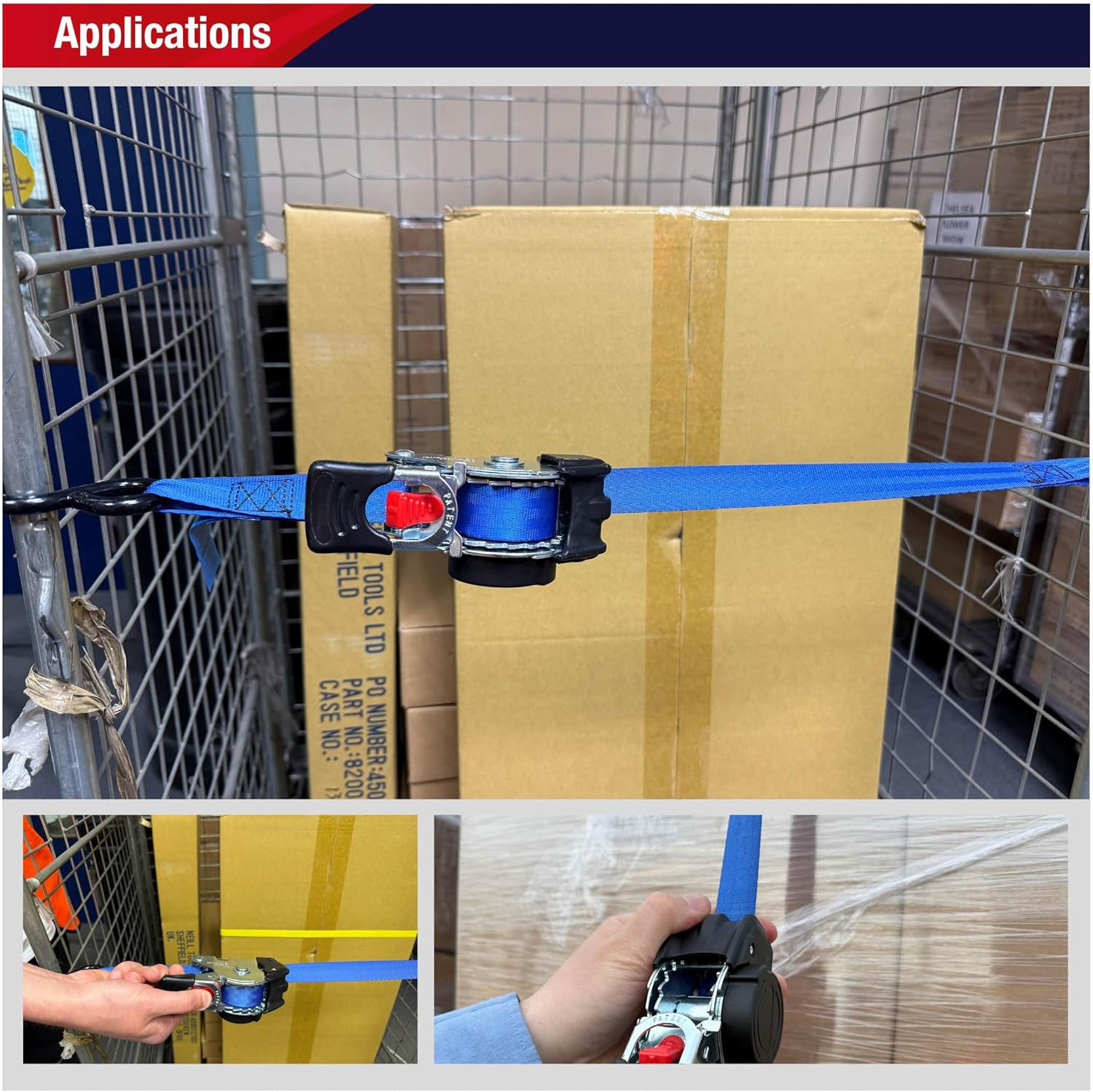 Spear & Jackson RATSTRAP50 Automatic Retracting Ratchet Tie Down Straps 50mm x 3 Metres - Image 4