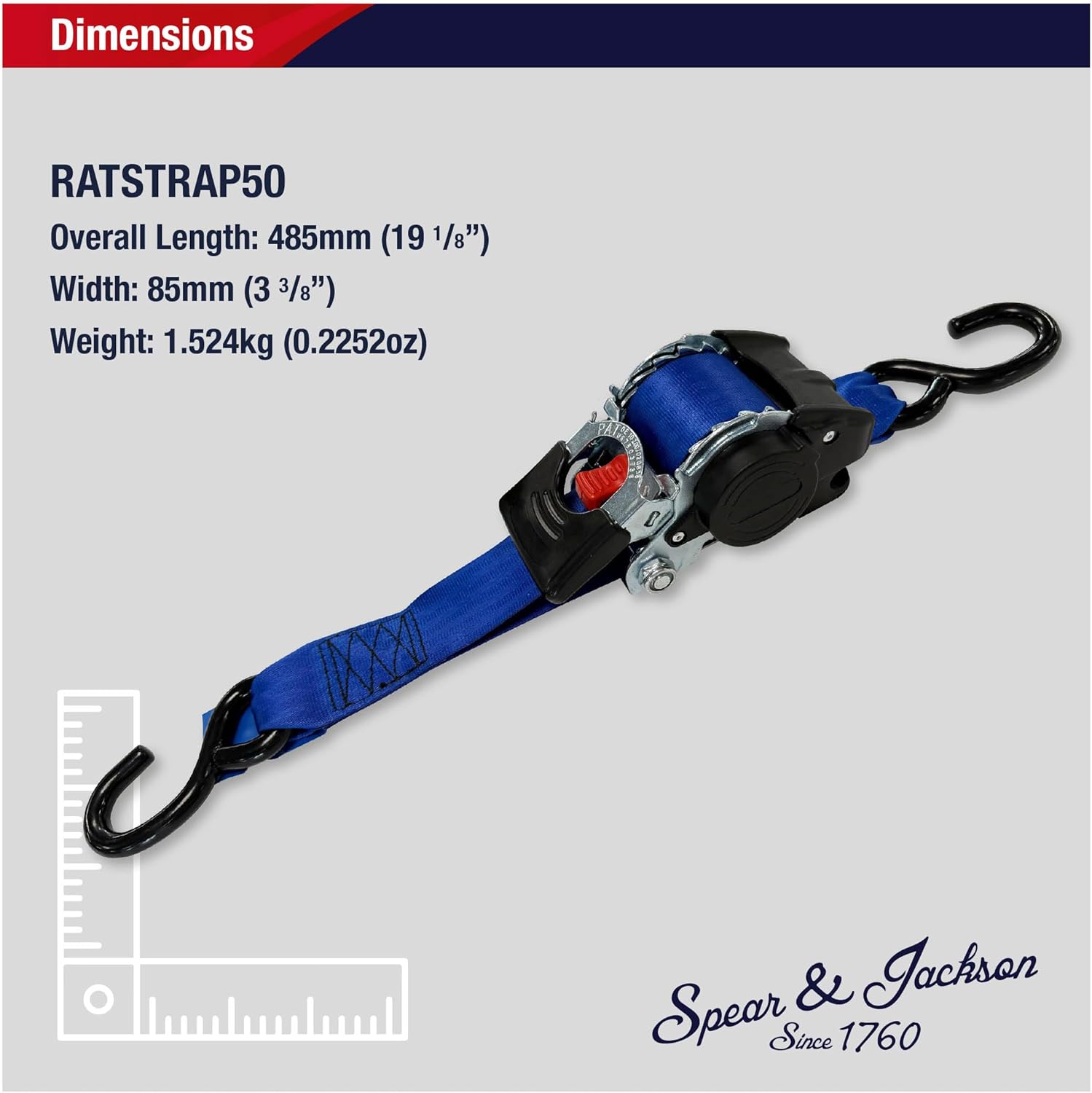 Spear & Jackson RATSTRAP50 Automatic Retracting Ratchet Tie Down Straps 50mm x 3 Metres - Image 6