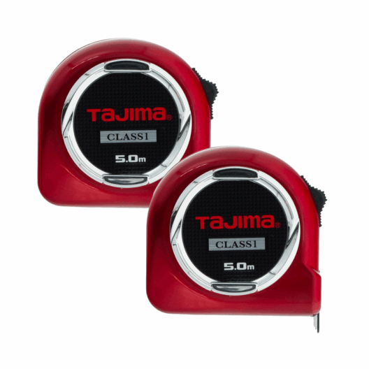 Tajima 5m Hi Lock Class 1 Pocket Tape Measures 25mm Blade - L25-50E1-EUR - Twin Pack