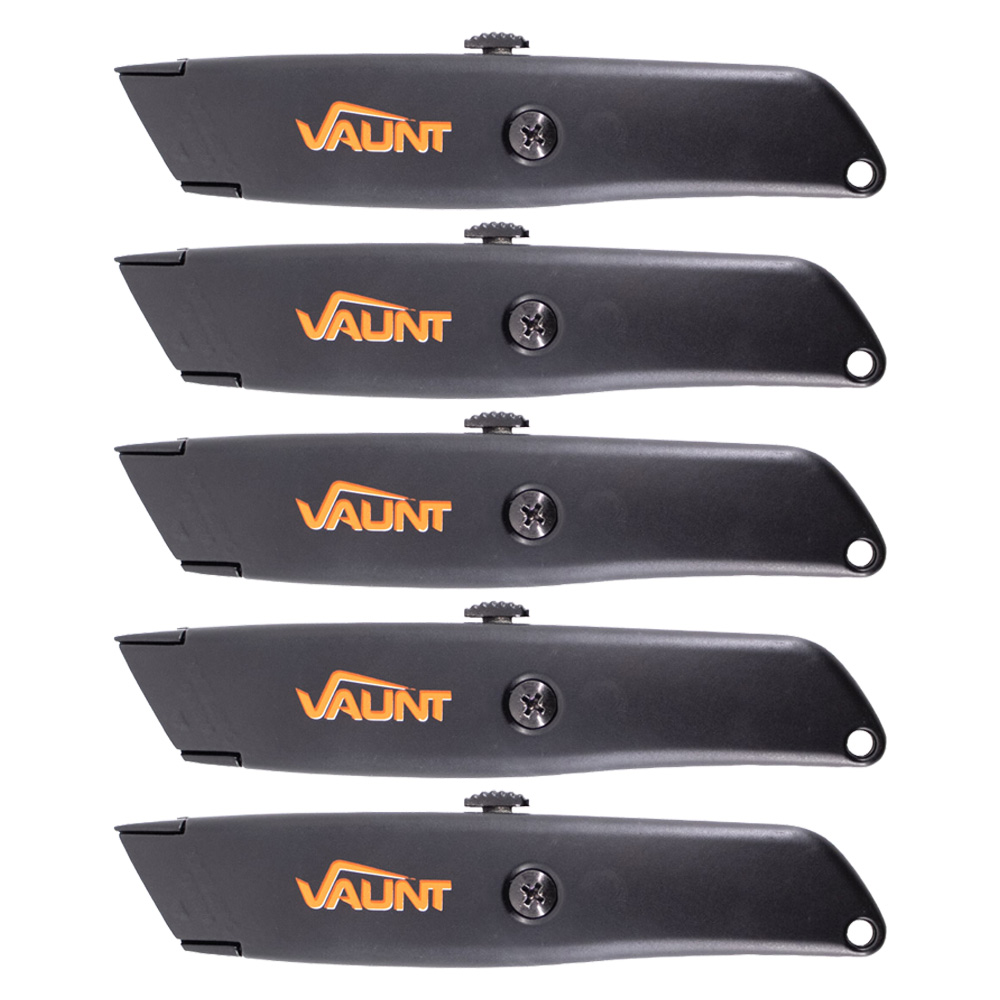 Vaunt Black Retractable Utility Knife – Pack of 5