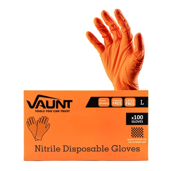 Vaunt Nitrile Gripper Disposable Gloves Large- Pack of 100