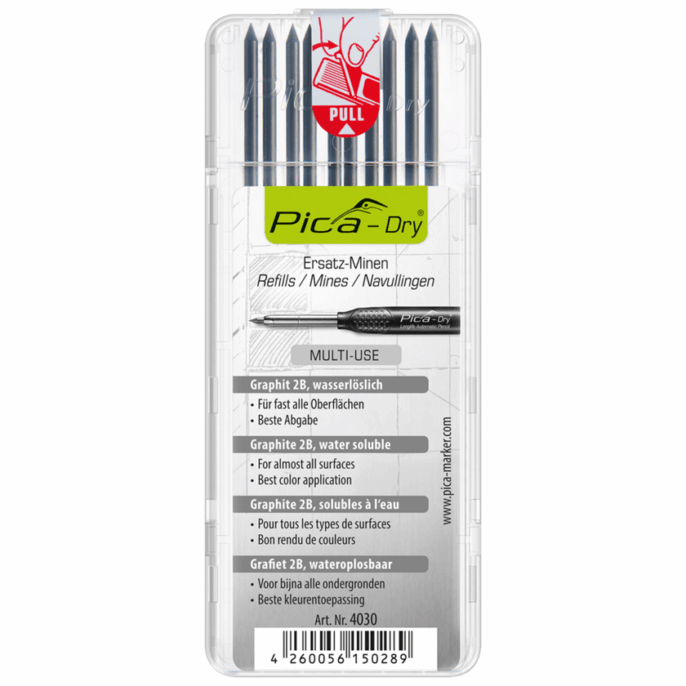 Pica Dry Refills Replacement Leads Graphite 2B - 10 Pack - 4030