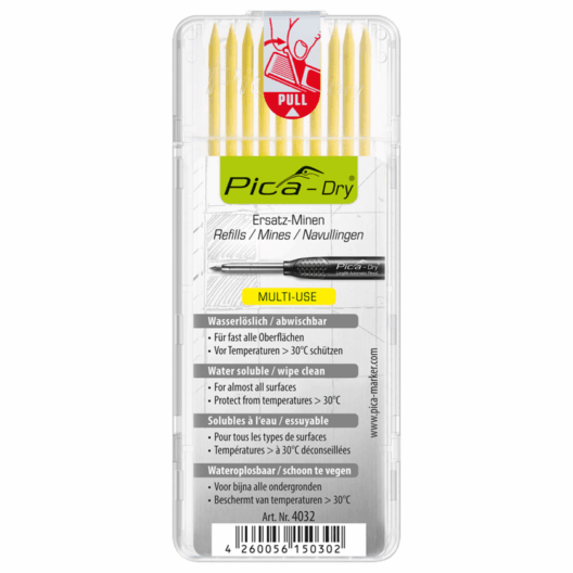 Pica Dry Refills Replacement Leads Yellow - 10 Pack - 4032