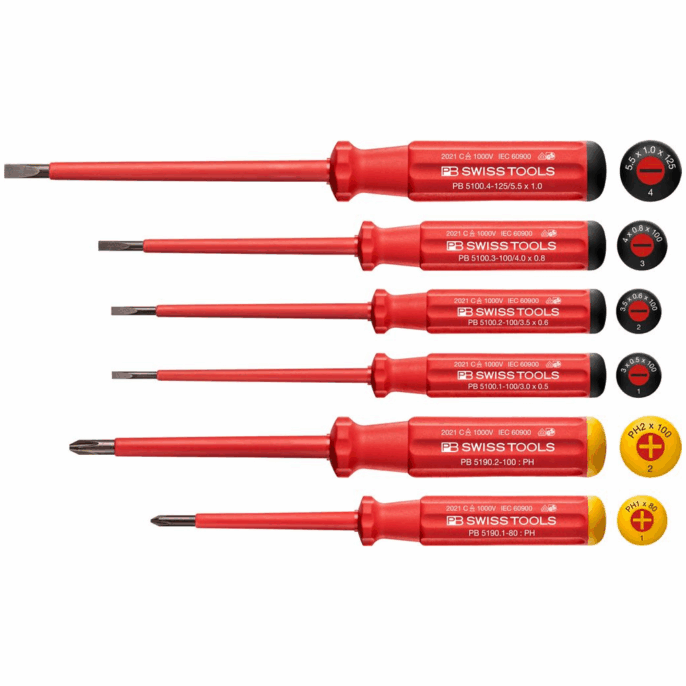 PB Swiss 5542 Classic VDE Screwdriver Set - Slotted & Phillips
