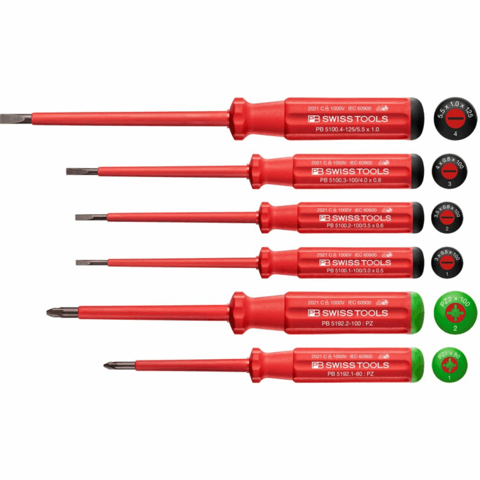 PB Swiss 5543 Classic VDE Screwdriver Set - Slotted & Pozi