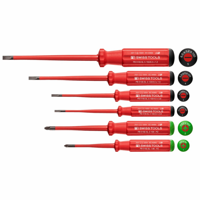 PB Swiss 5543.SL Classic VDE Slim Screwdriver Set - Slotted & Pozi