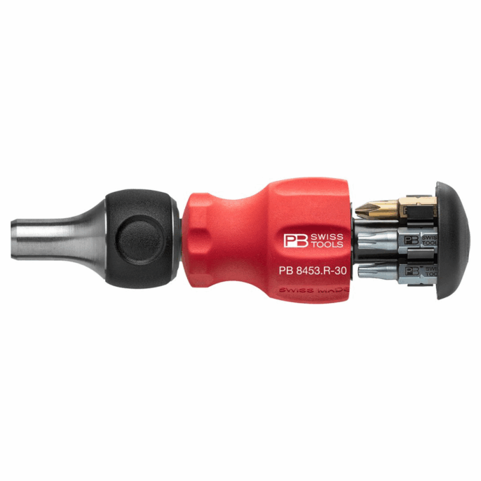 PB Swiss 8453.R-30 Insider Stubby Ratchet Screwdriver with 6 PrecisionBits C6