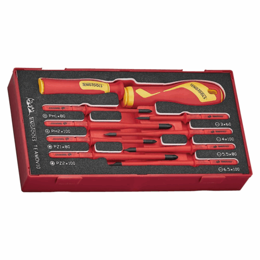 Teng TEAMDV10 10 Piece VDE Insulated Interchangeable Screwdriver Set