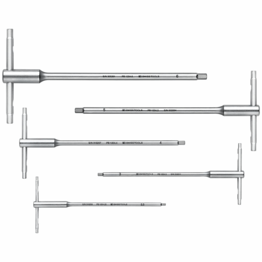 PB Swiss 1204.SET 6 Sliding T-Handle Hex Key Set 2.5-6mm