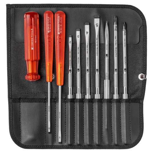 PB Swiss 215.CBB Classic Screwdriver Set Interchangeable Blades In Roll Up Case