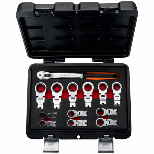 Bahco 42RM/S12 Ratcheting Adjustable Flexi Head Ring Spanner Set 8-19mm