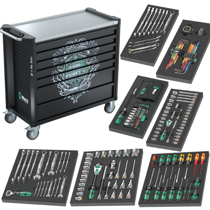 Wera 9701 Tool Rebel Roller Cabinet Stainless XXL 1, 188 Piece Tool Kit