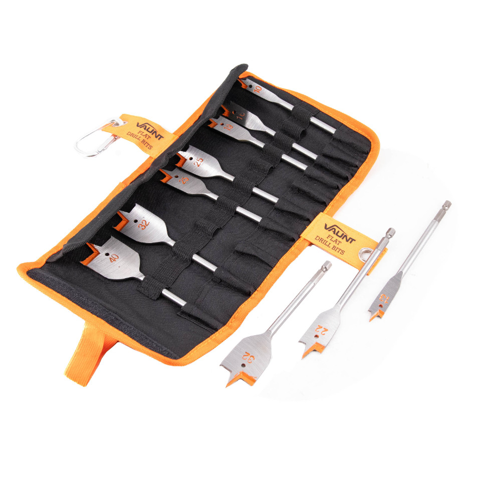 Vaunt 10 Piece 1/4" Hex Shank Flat Wood Spade Drill Bit Set 10-40mm
