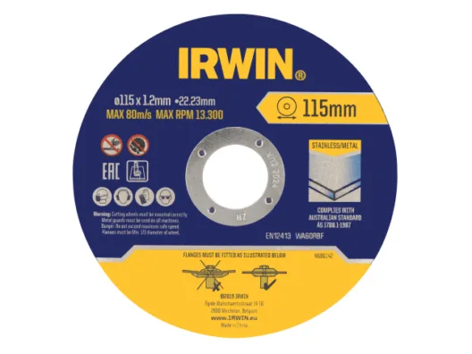 Pack of 10 Irwin Ultra-Thin Metal Cutting Discs 115 x 1.2 x 22.2mm Suitable for Stainless Steel