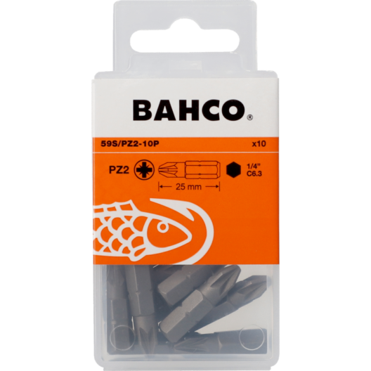 Bahco 59S/PZ2-10P 1/4" Standard Pozi Screwdriver Bits PZ2 - 10 Pack