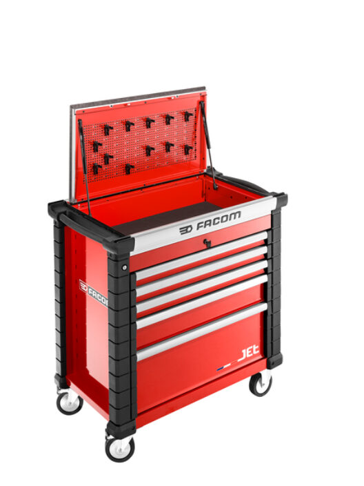 Facom JET.CRT5M4A 5 Drawer Bodyshop Mobile Cart / Roller Cabinet with Opening Top Cover / Worktop