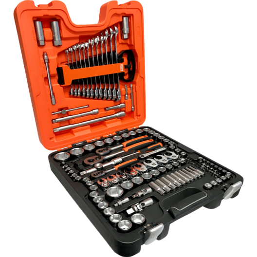 Bahco S137 1/4, 3/8 & 1/2" Drive Socket & Ratchet Spanner Set / Kit