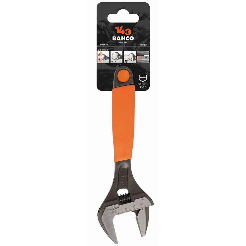 Bahco 9031-140 ERGO Adjustable Wrench 8" Extra Wide Opening 38mm - 140 Years Limited Edition - Image 3