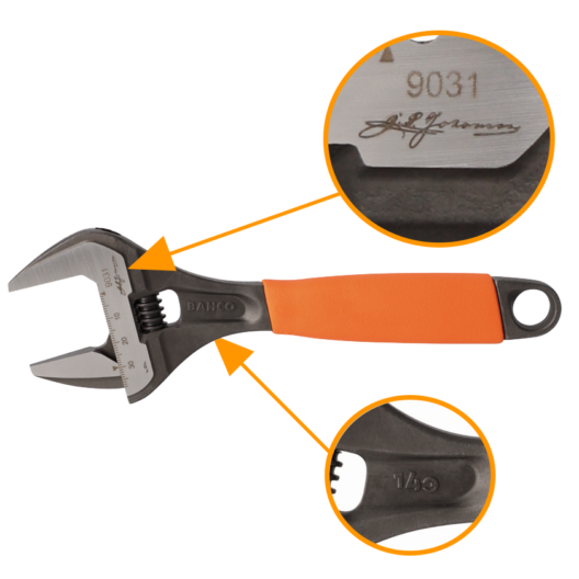 Bahco 9031-140 ERGO Adjustable Wrench 8" Extra Wide Opening 38mm - 140 Years Limited Edition